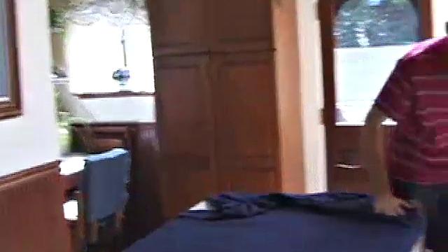 Always horny red haired skater Tristian covers the kitchen table with a large blue towel, stretches out a tape measure the length of the table, pulls out a porn magazine, tugs off his shirt, and gts down to business.