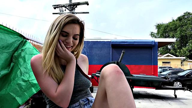 Crystal Young goes wild with deepthroating, cowgirl riding & ball licking in the open air