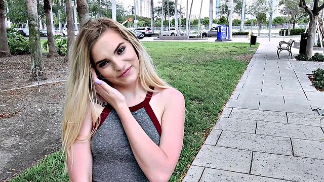 Crystal Young goes wild with deepthroating, cowgirl riding & ball licking in the open air