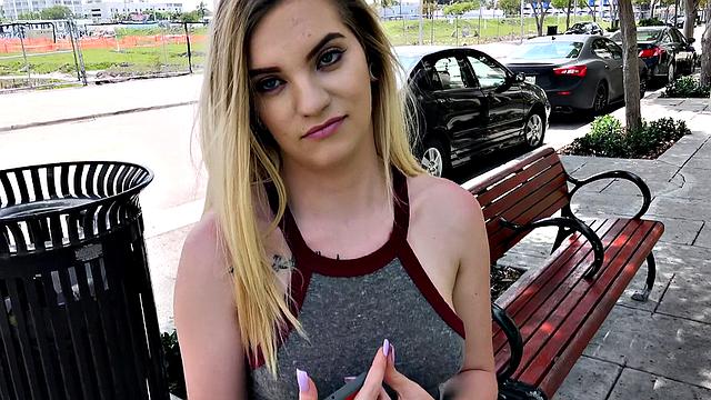 Crystal Young goes wild with deepthroating, cowgirl riding & ball licking in the open air