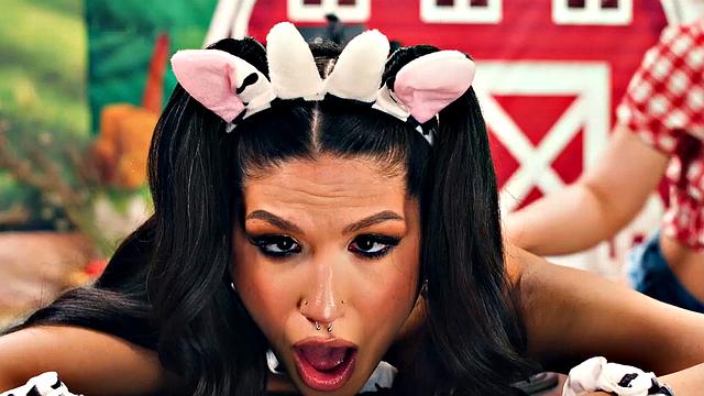 OOPSIE - PAWG Farmer Tommy King MILKS Trans Eva Maxim & Zariah Aura, Gets RAW DOUBLE-PENETRATED