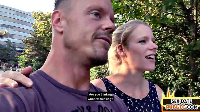 Blonde amateur cockbouncing outdoors