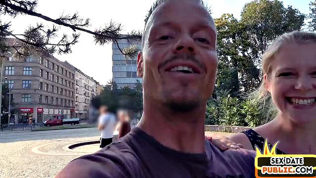 Blonde amateur cockbouncing outdoors