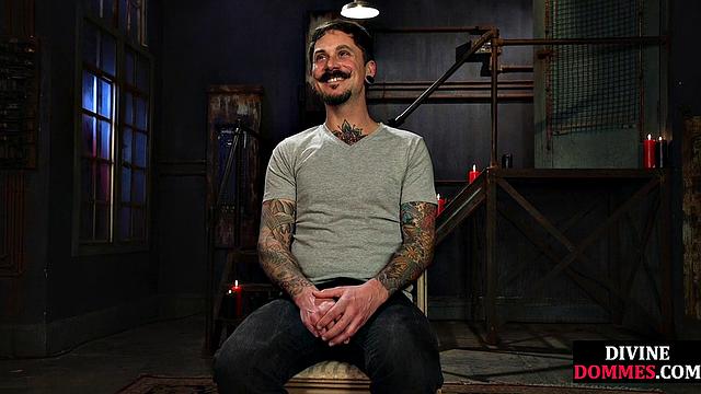 Busty domme pegging her subject after paddling