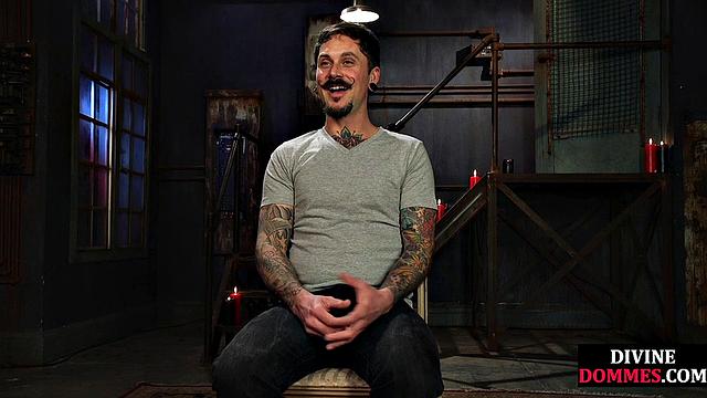 Busty domme pegging her subject after paddling