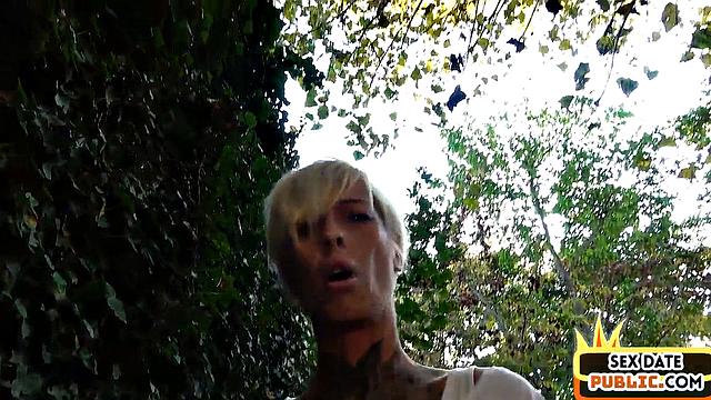 German public inked mature POV fucked outdoors on sex date