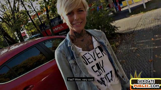 German public inked mature POV fucked outdoors on sex date