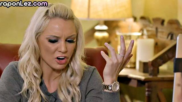 Assrimmed MILF with big tits spoils her perv BFF's pussy