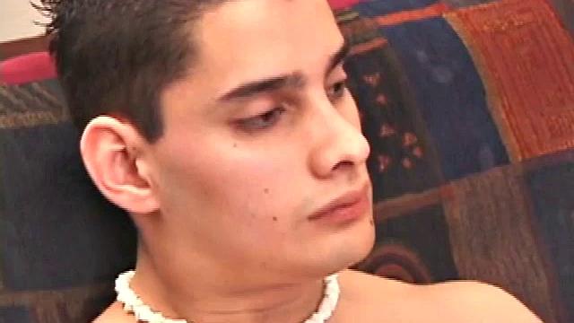 Travis Martinez starts out on the sofa to strip naked and get his cock hard. Then he strokes hard and makes his big balls bounce.