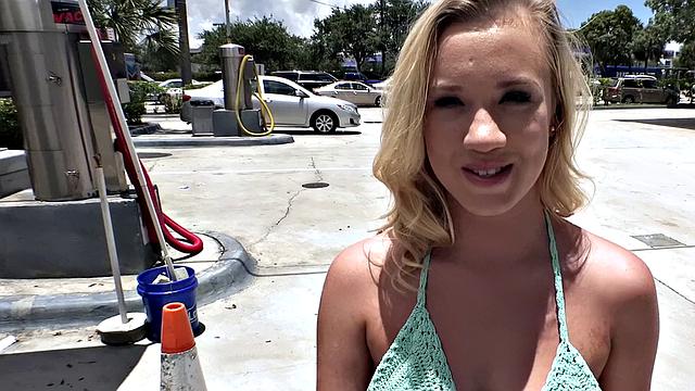 Blonde cutie with a tattoo sucks and fucks in public like a pro