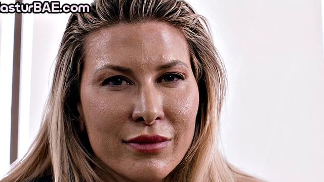 Stunning MILF squirting tied up and fingered in office