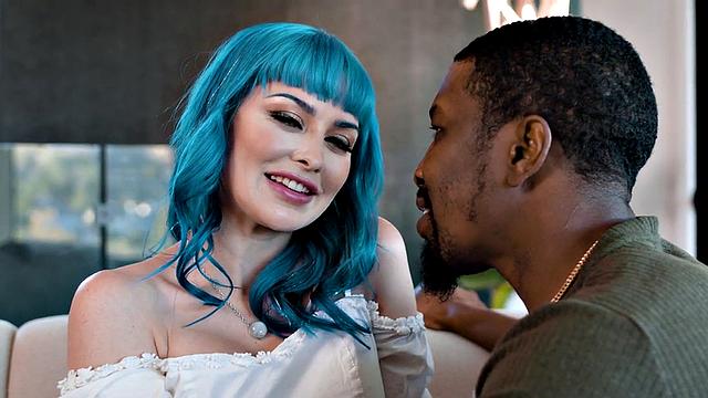 Slowburn erotic IR with cockhungry blue haired babe