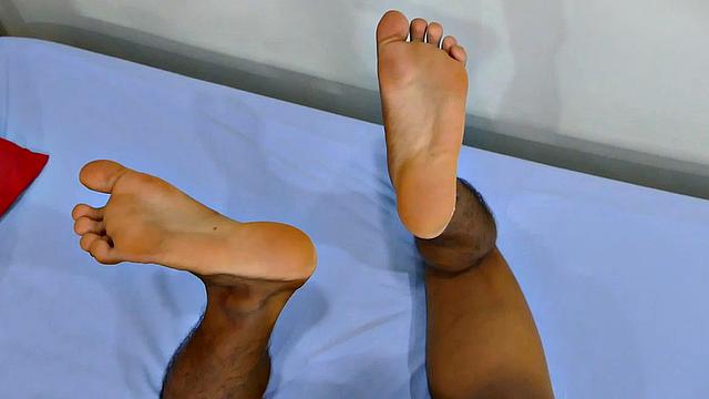 Rizal and his Asian boy feet are perfect in every way. Lean body, cute face, and big dick. Rizal teases you and shows off his perfection by stripping naked and rubbing his cock head on his smooth soles.