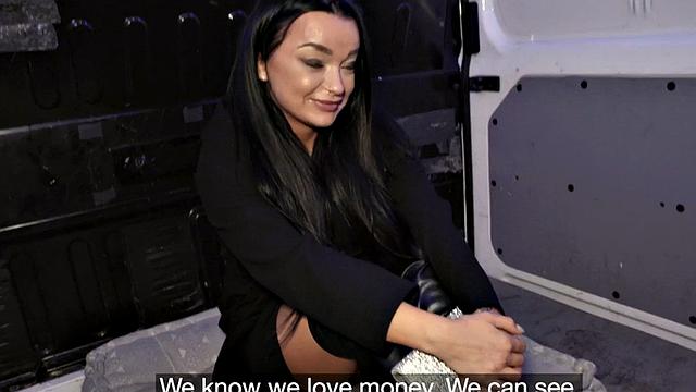 Blindfolded babe fucked by total stranger in van