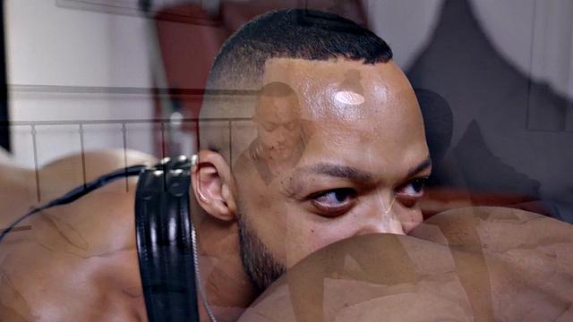 Mesmerized Black stud spanked and by dom hunk