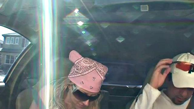 Blonde gets her tits out under the sun