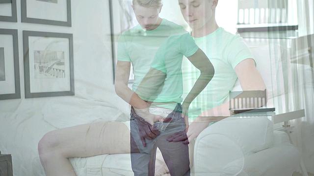 Smooth stud jerking hard after teasing his tight body