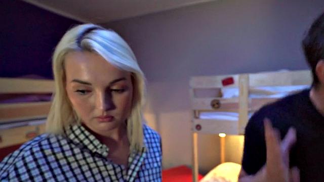 Hostel room dolls fucked in 3way by lucky roommate