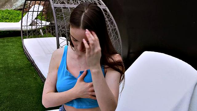 Busty Brunette Hazel Moore Shows Off Her Hairy Pussy and Masturbates Outdoors