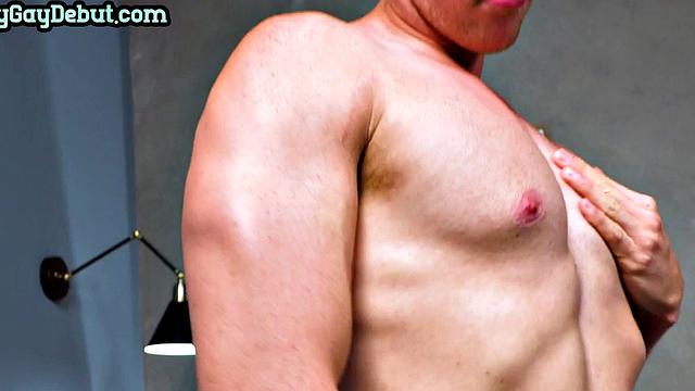 Redhead solo stud wanks on casting till cumshot