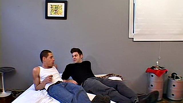 Trent strips down and strokes his hard cock for the camera