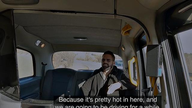 Busty redhead taxi driver banged in car