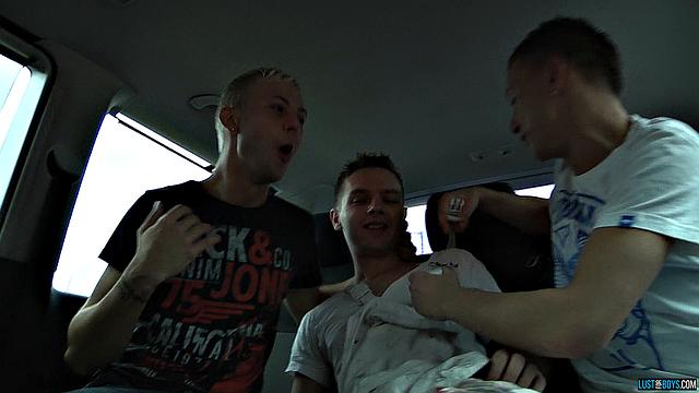 Scott West, Josh Jared, and Deacon Hunter take a friendly cock challenge-someone's jaw is getting a workout