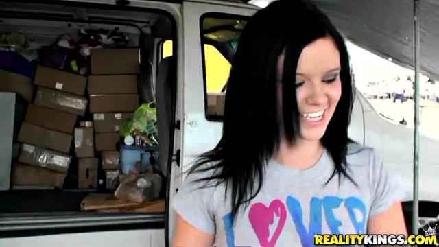 Get up close and personal with this young chick in her panties & thong on the couch