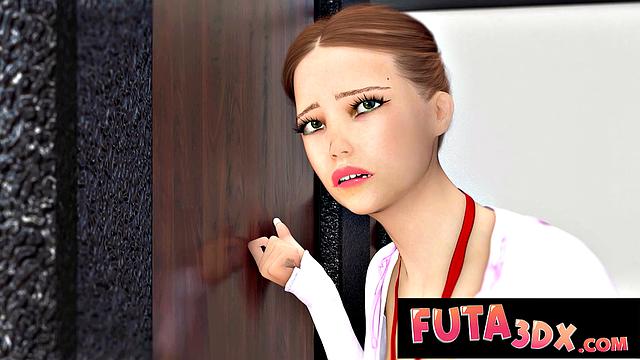 Futa3DX - Blonde Futa Cums In Dressing Room And Joins Hot Threesome