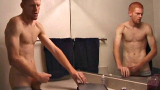 Young Tristian's Hot Solo Scene: Bathroom Jerk Off and Mirror Cum Shot