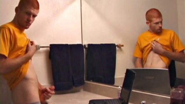 Young Tristian's Hot Solo Scene: Bathroom Jerk Off and Mirror Cum Shot