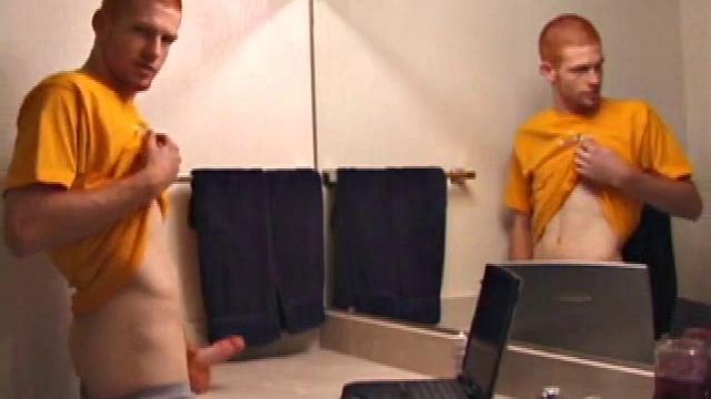 Young Tristian's Hot Solo Scene: Bathroom Jerk Off and Mirror Cum Shot