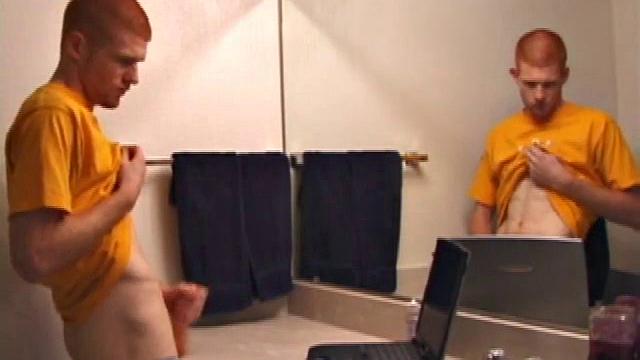Young Tristian's Hot Solo Scene: Bathroom Jerk Off and Mirror Cum Shot