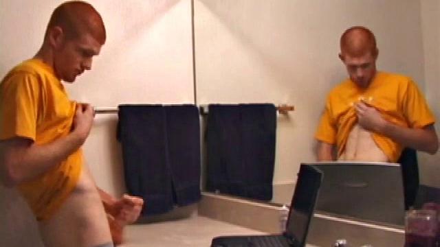 Young Tristian's Hot Solo Scene: Bathroom Jerk Off and Mirror Cum Shot