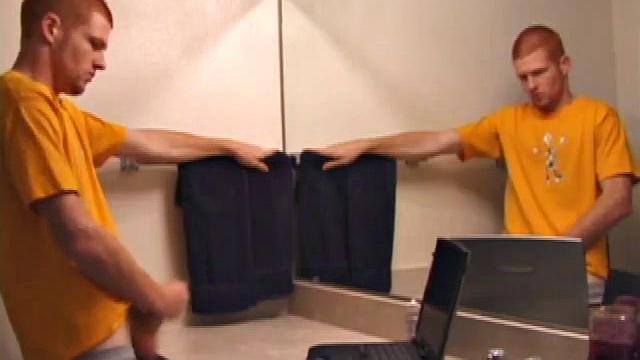 Young Tristian's Hot Solo Scene: Bathroom Jerk Off and Mirror Cum Shot