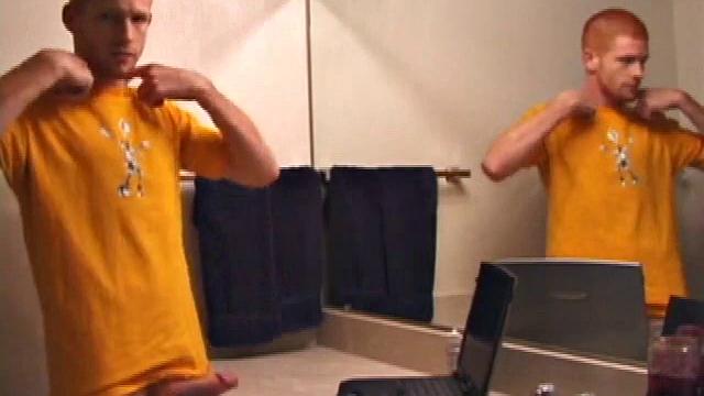 Young Tristian's Hot Solo Scene: Bathroom Jerk Off and Mirror Cum Shot