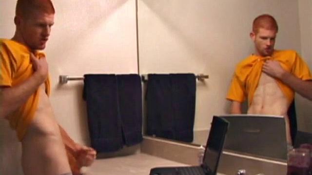 Young Tristian's Hot Solo Scene: Bathroom Jerk Off and Mirror Cum Shot