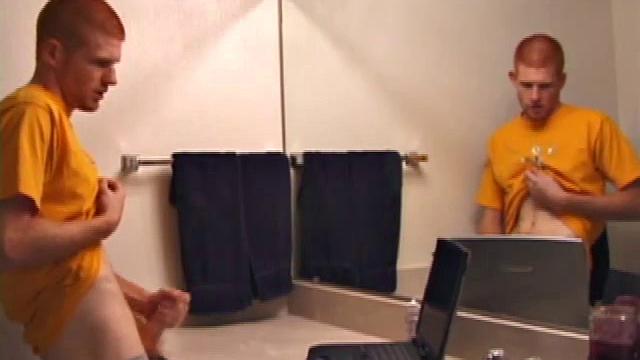 Young Tristian's Hot Solo Scene: Bathroom Jerk Off and Mirror Cum Shot