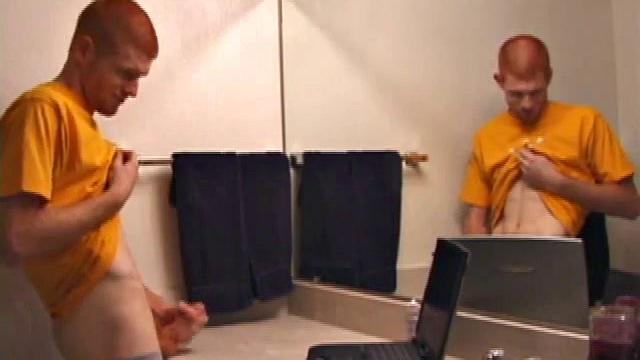 Young Tristian's Hot Solo Scene: Bathroom Jerk Off and Mirror Cum Shot