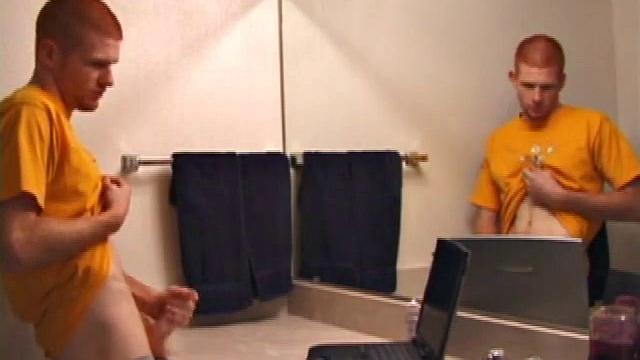 Young Tristian's Hot Solo Scene: Bathroom Jerk Off and Mirror Cum Shot