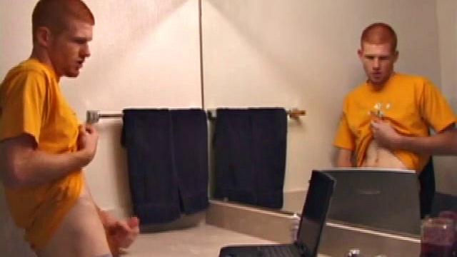 Young Tristian's Hot Solo Scene: Bathroom Jerk Off and Mirror Cum Shot