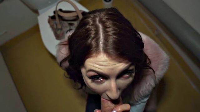 Redhead picked up deepthroating POV before doggystyle