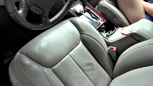 Blonde cutie gets her trimmed pussy fisted & fucked in car reverse cowgirl