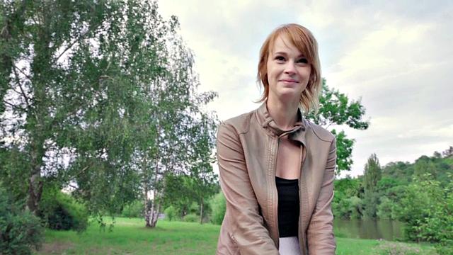 Pulled euro redhead cocksucking outdoors before sex