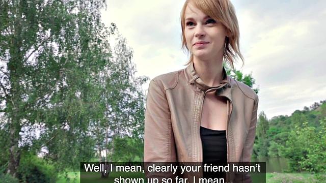 Pulled euro redhead cocksucking outdoors before sex