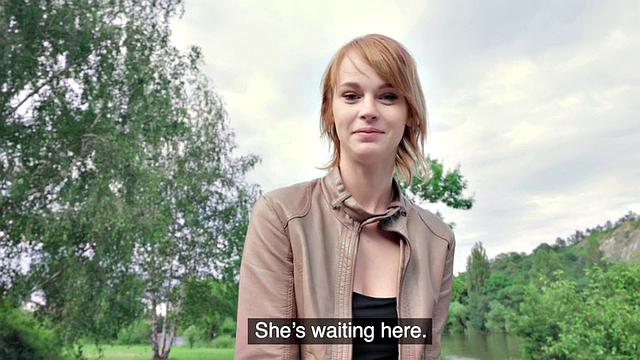 Pulled euro redhead cocksucking outdoors before sex