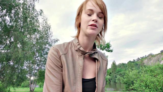 Pulled euro redhead cocksucking outdoors before sex