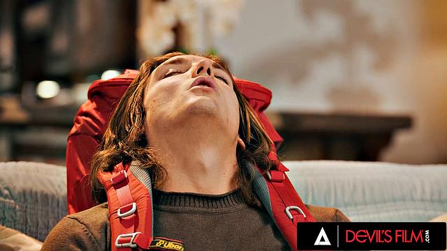 DEVILS FILM - Busty Stepmom Gets Horny While Catching Stepson Jerking And Finishes Him Off