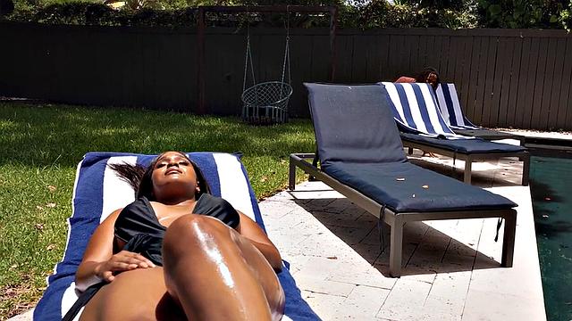 Black nympho fucked by black cock in wet pussy
