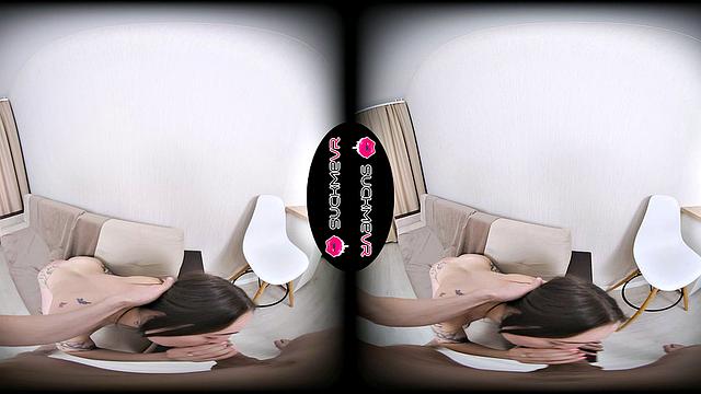 Inked babe Mary shows her cock sucking n fucking skills